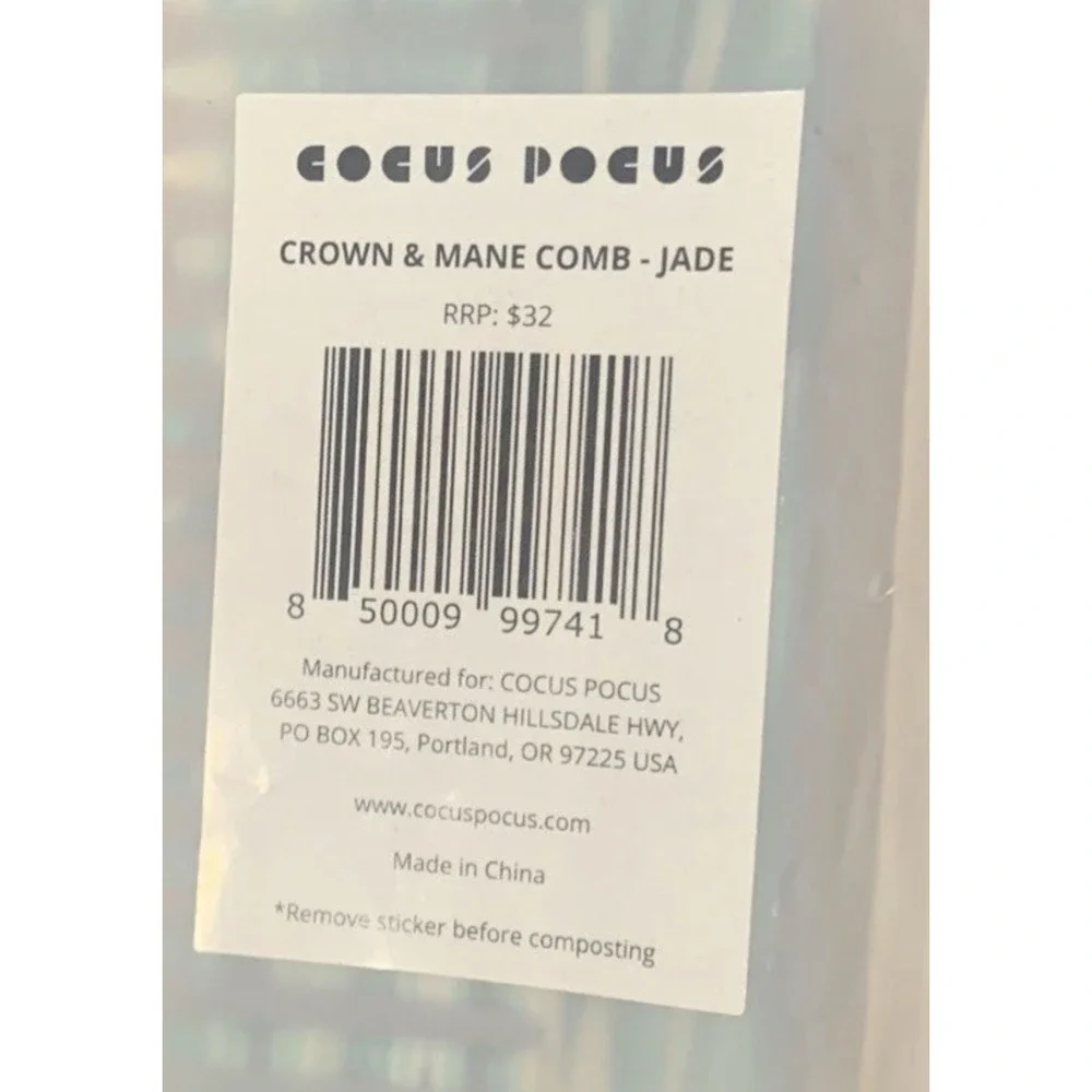NEW‎ IN PACKAGE, COCUS POCUS CROWN & MANE COMB- JADE COLOR